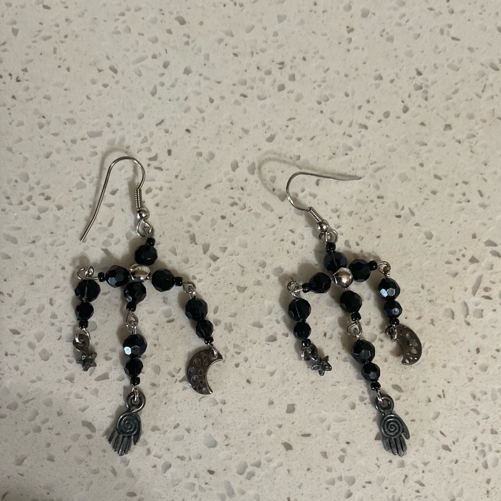 Elegant Black and Silver Dangle Earrings